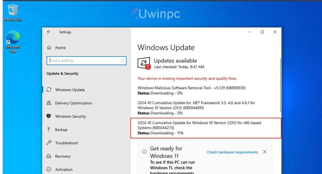 Windows 10 October New Update KB5044273 New Start Menu UI Bug Fixes