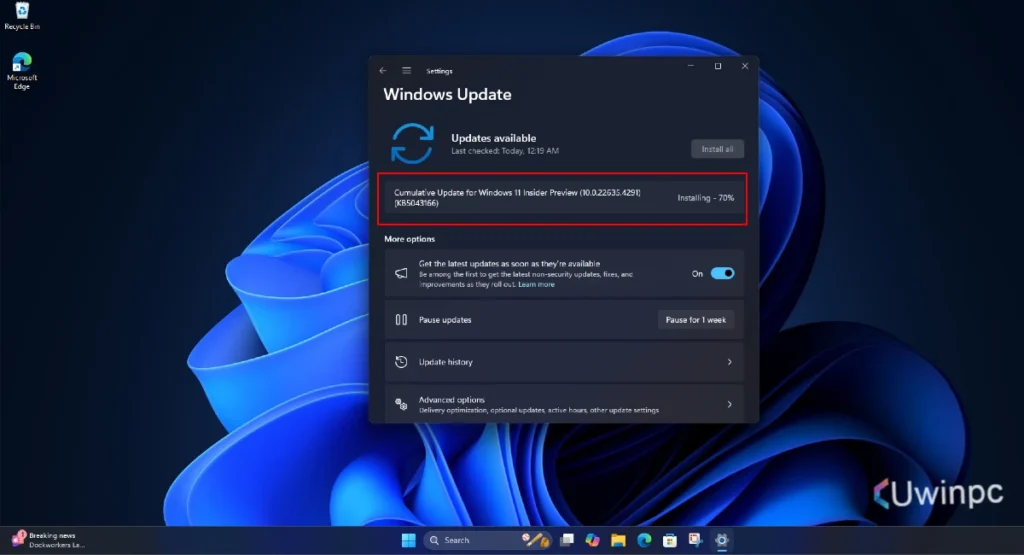 Windows 11 New Build KB5043166 Brings Taskbar Explorer crashes Snipping Feature uwinpc.com 1